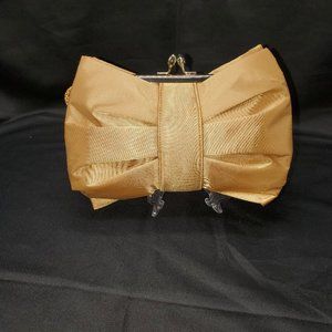 NWOT Kate Landry Gold Bow Clutch with optional strap